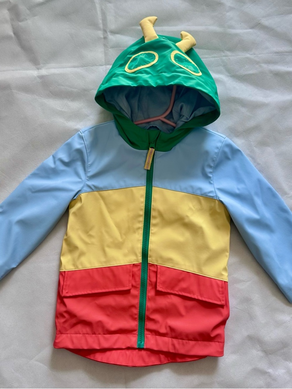 Cat & Jack 2T Kids Caterpillar Hooded Color block RainCoat Jacket